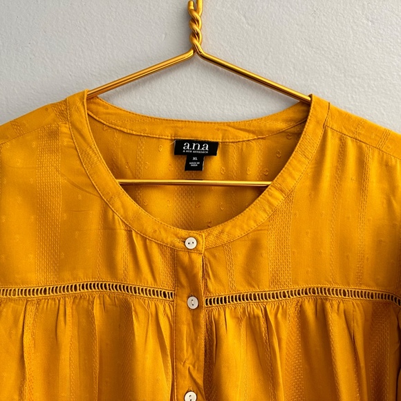 A.N.A BUTTON DOWN BLOUSE AND PUFFY SLEEVES WITH DECORATIVE LACE - Picture 2 of 6